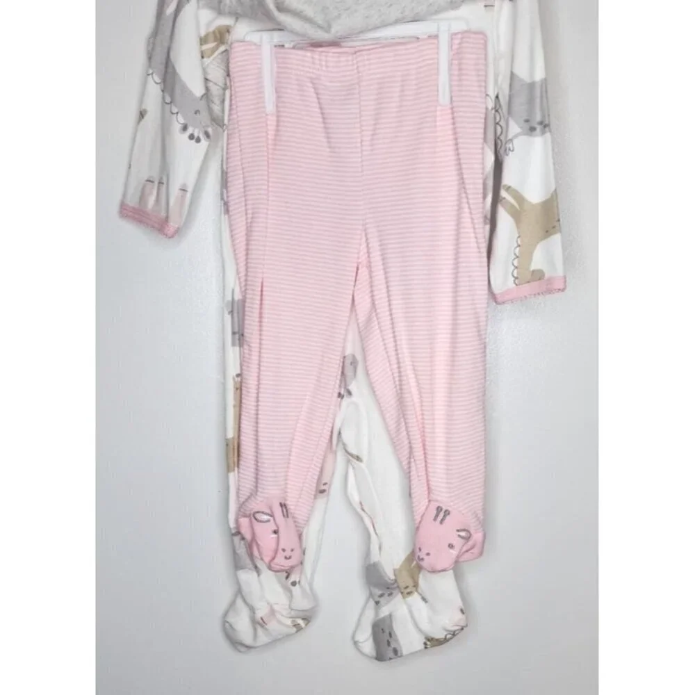 Carter's 3 piece Sleep & Play & Pant Set 9 Months Giraffe pink, white, grey
